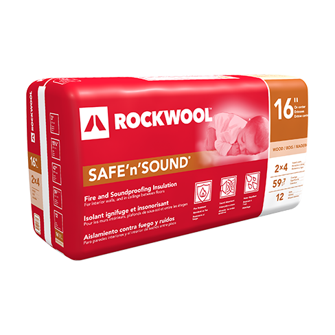 Rockwool Safe and Sound mineral wool insulation. Formerly Roxul Safe'n'Sound